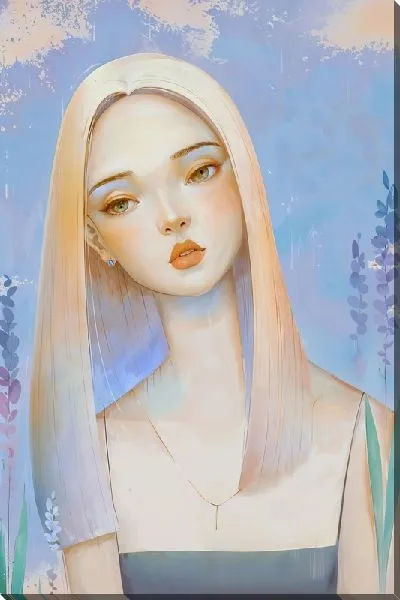 Картина маслом Девушка с лавандой