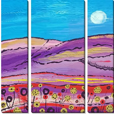 Модульная картина Летний день на лавандовом поле