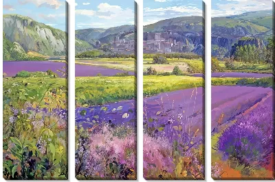 Модульная картина Пейзаж с лавандой
