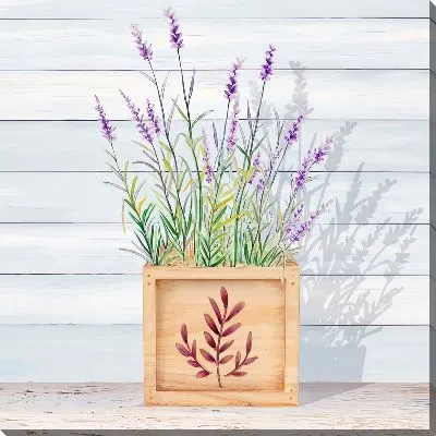 Картина маслом Лаванда в деревянном горшке