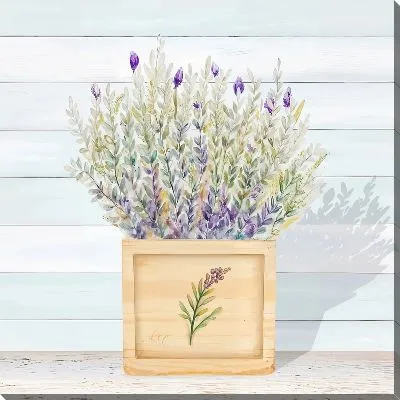 Картина маслом Лаванда в деревянном горшке №2