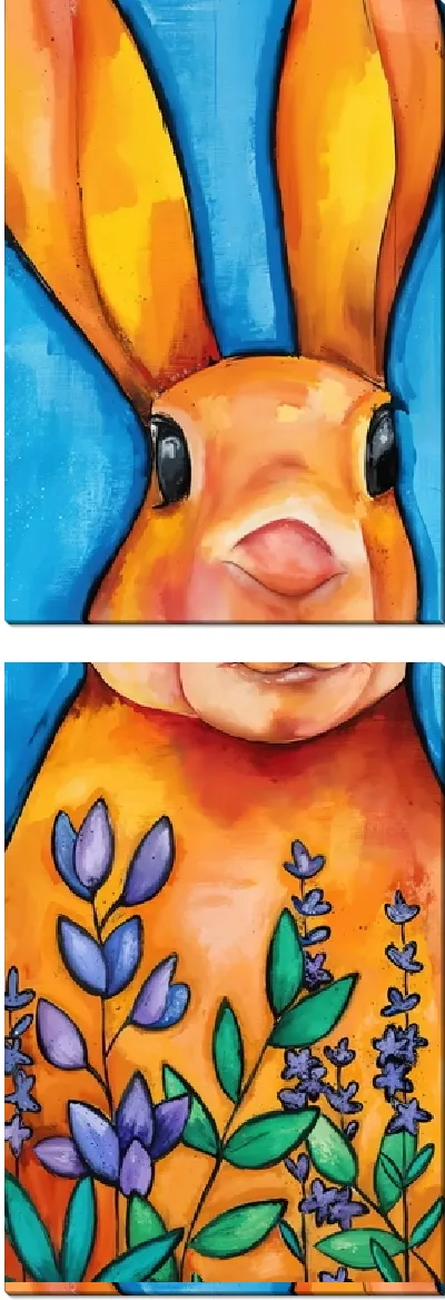 Модульная картина Заяц и лаванда