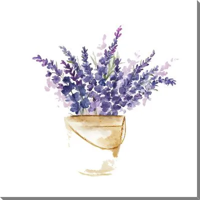 Картина маслом Букет лаванды на светлом фоне