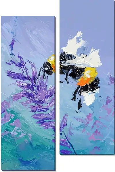 Модульная картина Пчела прилетела к лаванде