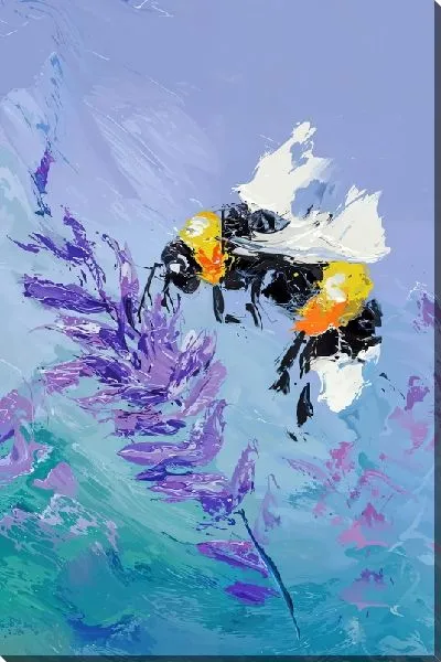 Картина маслом Пчела прилетела к лаванде