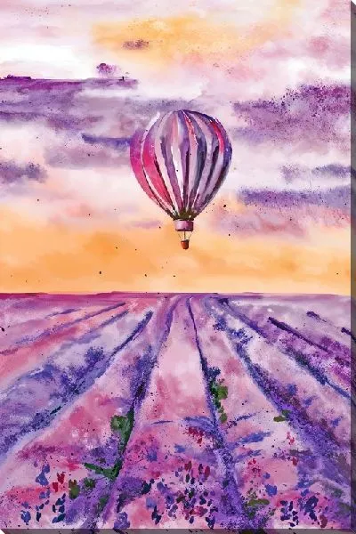 Постер Воздушный шар над лавандовым полем