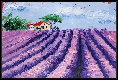 Картина Лавандовое поле на фоне домика