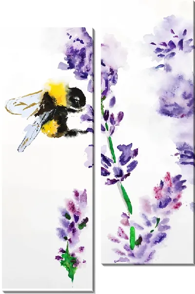 Модульная картина Пчела опыляет цветок лаванды
