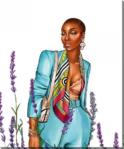 Картина маслом Африканка и лаванда