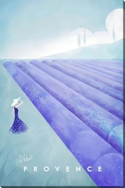 Постер Девушка у поля с лавандой в Провансе