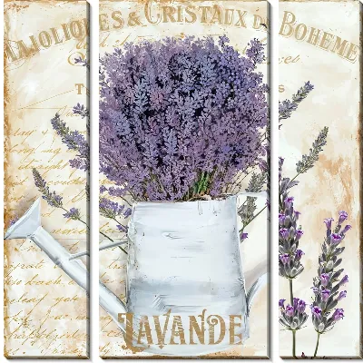 Лаванда в лейке в винтажном стиле