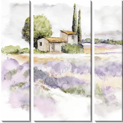 Модульная картина Пейзаж Прованса с лавандовым полем