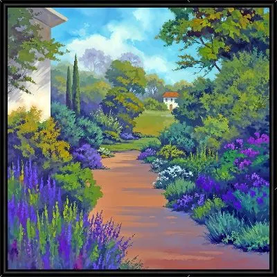 Картина Летний пейзаж в Провансе с тропинкой между лавандой