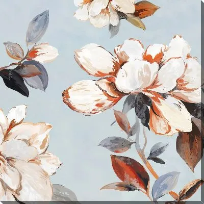 Картина маслом Магнолии на голубом фоне