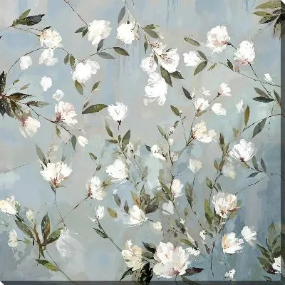 Картина маслом Белые магнолии на голубом фоне