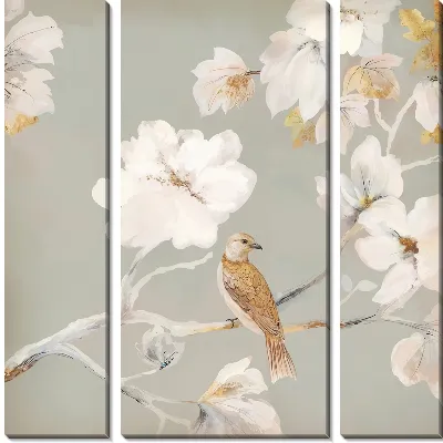 Птица на ветке магнолии