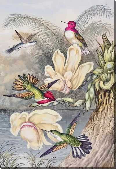 Картина маслом Композиция с птицами и магнолиями