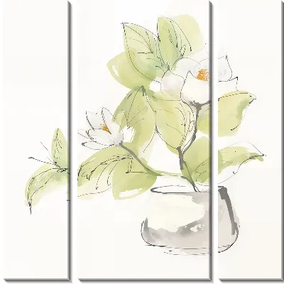 Модульная картина Магнолия в прозрачной вазе