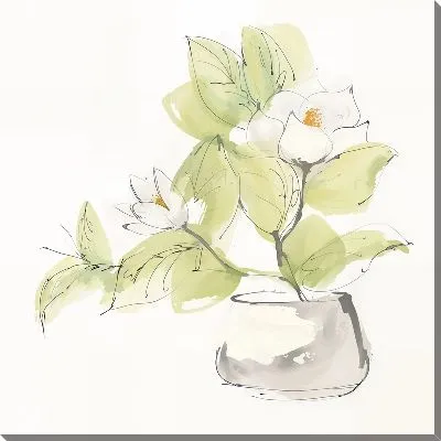 Картина маслом Магнолия в прозрачной вазе