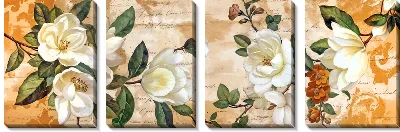 Модульная картина Композиция с белыми цветками магнолии
