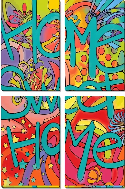 Модульная картина Яркий Home sweet home