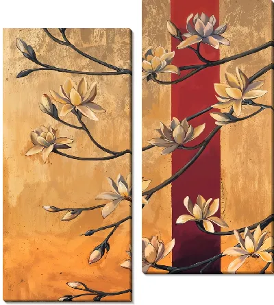 Модульная картина Золотая магнолия