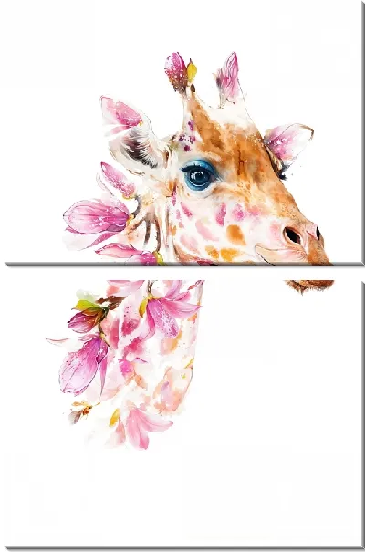 Модульная картина Жираф с магнолиями