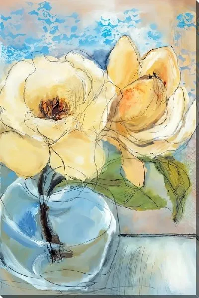 Картина маслом Акварельный букет магнолии в вазе