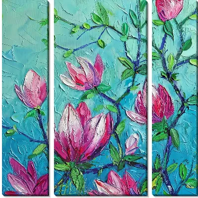 Модульная картина Магнолия в стиле мастихин
