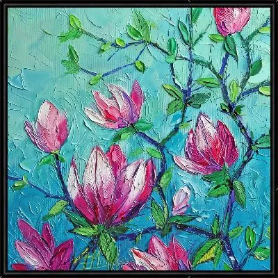 Картина Магнолия в стиле мастихин