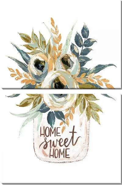 Модульная картина Home seet home и магнолия в вазе
