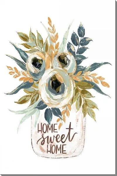 Картина маслом Home seet home и магнолия в вазе