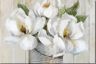 Картина маслом Букет белой магнолии в кашпо