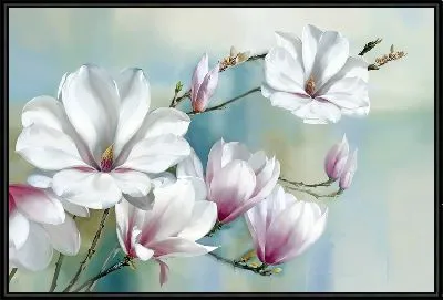Картина Композиция с магнолиями пастельных тонов