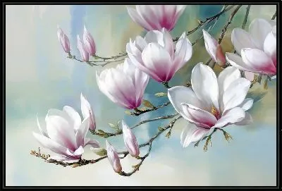 Картина Композиция с магнолиями пастельных тонов №2