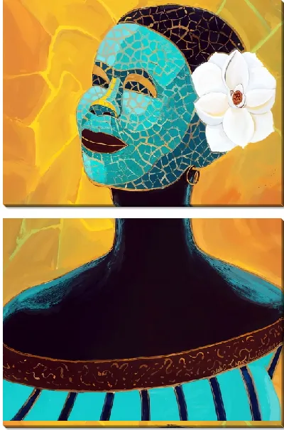 Модульная картина Африканка с магнолией