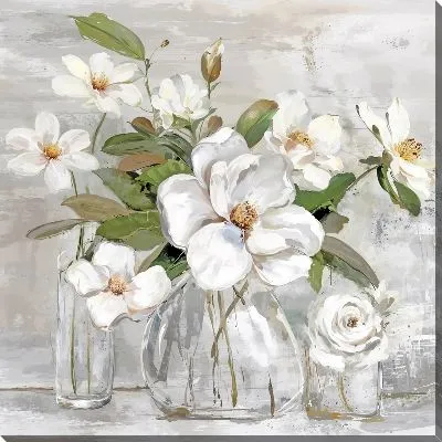 Картина маслом Три букета в вазах с магнолией