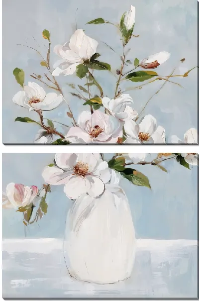 Модульная картина Букет магнолии в белой вазе