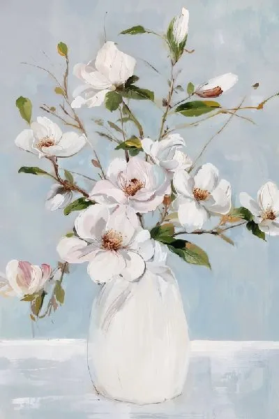 Плакат Букет магнолии в белой вазе