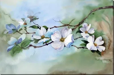 Картина маслом Акварельная ветка магнолии