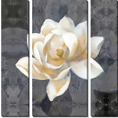 Модульная картина Цветок магнолии на сером фоне №4