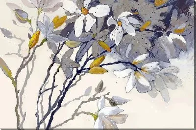 Картина маслом Магнолия на бежевом фоне