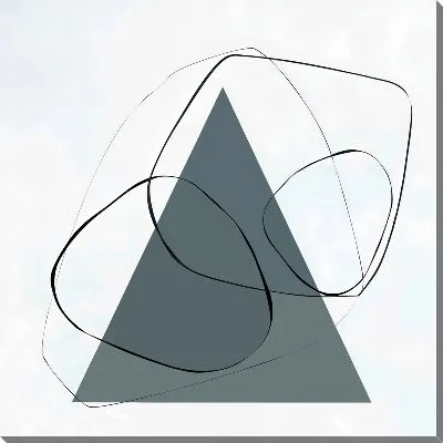 Картина маслом Серый треугольник с витыми линиями