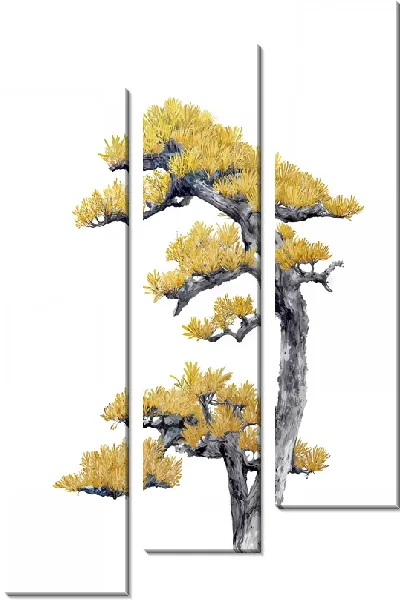 Модульная картина Бонсай с золотыми листьями