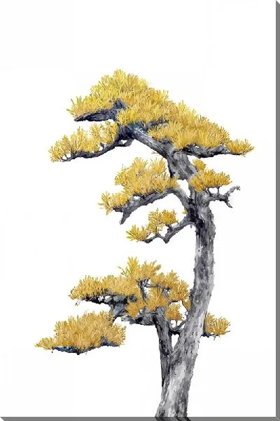 Картина маслом Бонсай с золотыми листьями