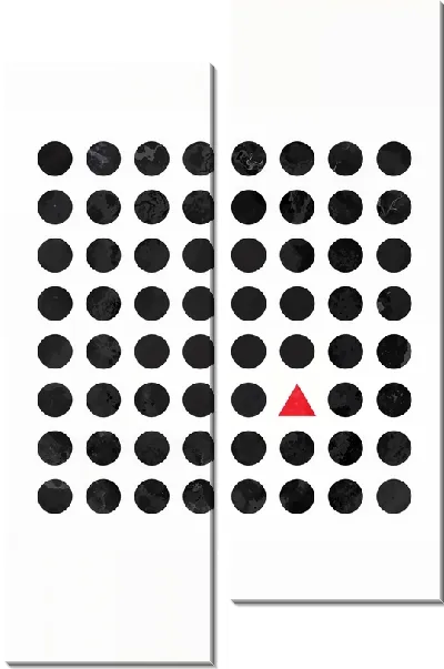 Модульная картина Красный квадрат и черные круги