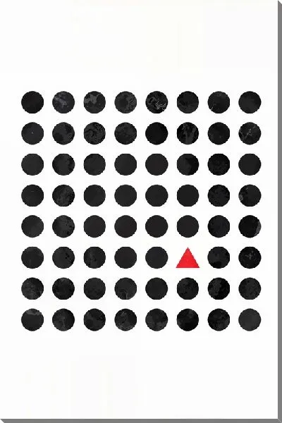 Картина маслом Красный квадрат и черные круги