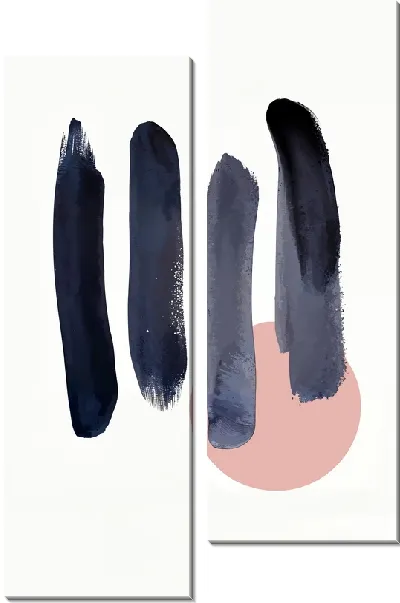 Модульная картина Розовый круг и 4 линии