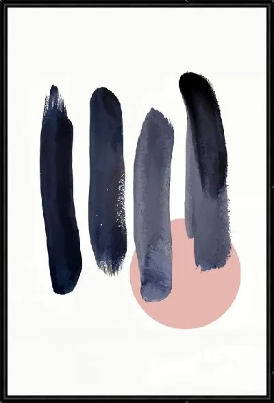 Картина Розовый круг и 4 линии