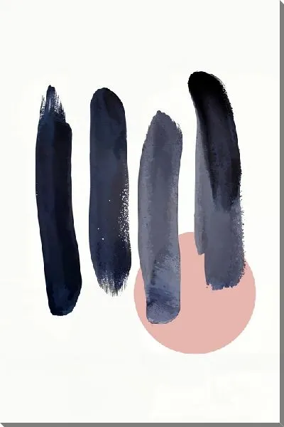 Картина маслом Розовый круг и 4 линии